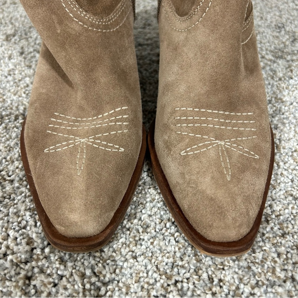 Dolce Vita Silma Western Leather Cowboy Bootie Tan Zipper Pointed Toe Size 6 - Picture 3 of 13